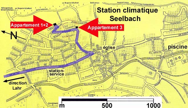 Plan de la commune de Seelbach avec l'itinraire  suivre 
pour arriver  votre appartement de location